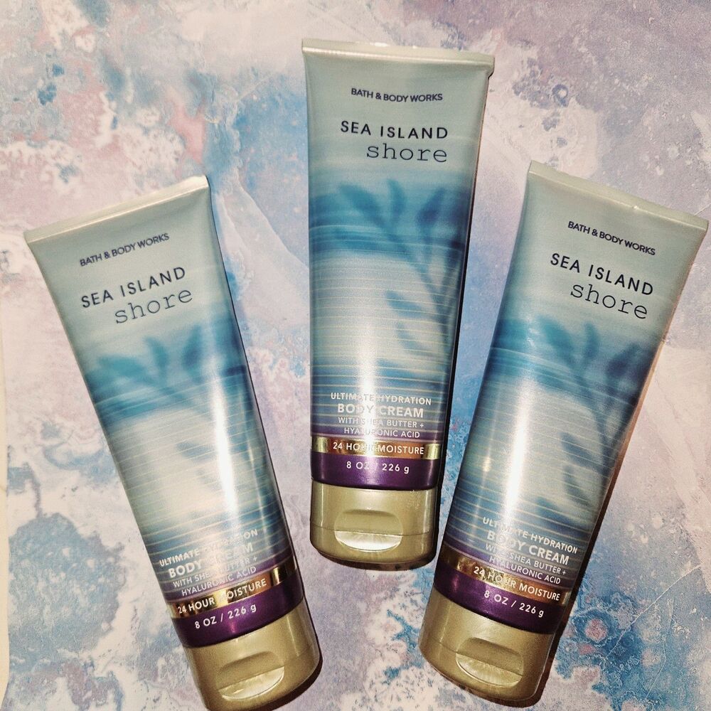 Bath & Body Works X3 SEA ISLAND SHORE Body Cream Lotion Cotton Musk Freesia